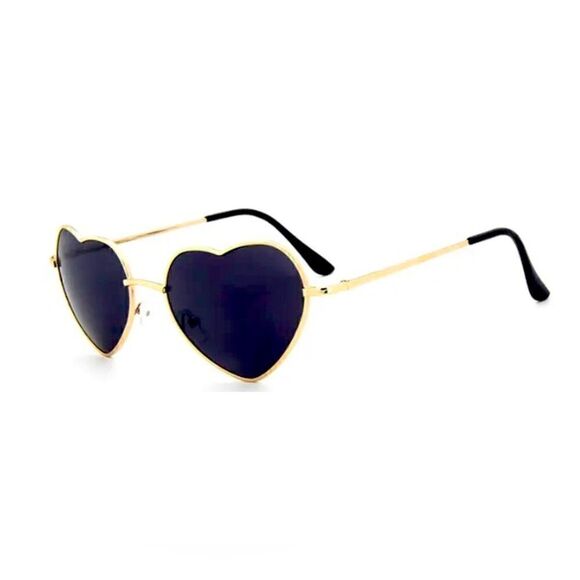SUNGLASSES HEART SHAPED GOLD FRAME Fashion Women\'s Metal Heart Shaped Sunglasses